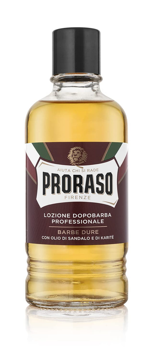 Proraso After Shave Loción Tamaño Profesional Sándalo 400 ml, Refrescante y Tonificante para Hombre, Línea Roja