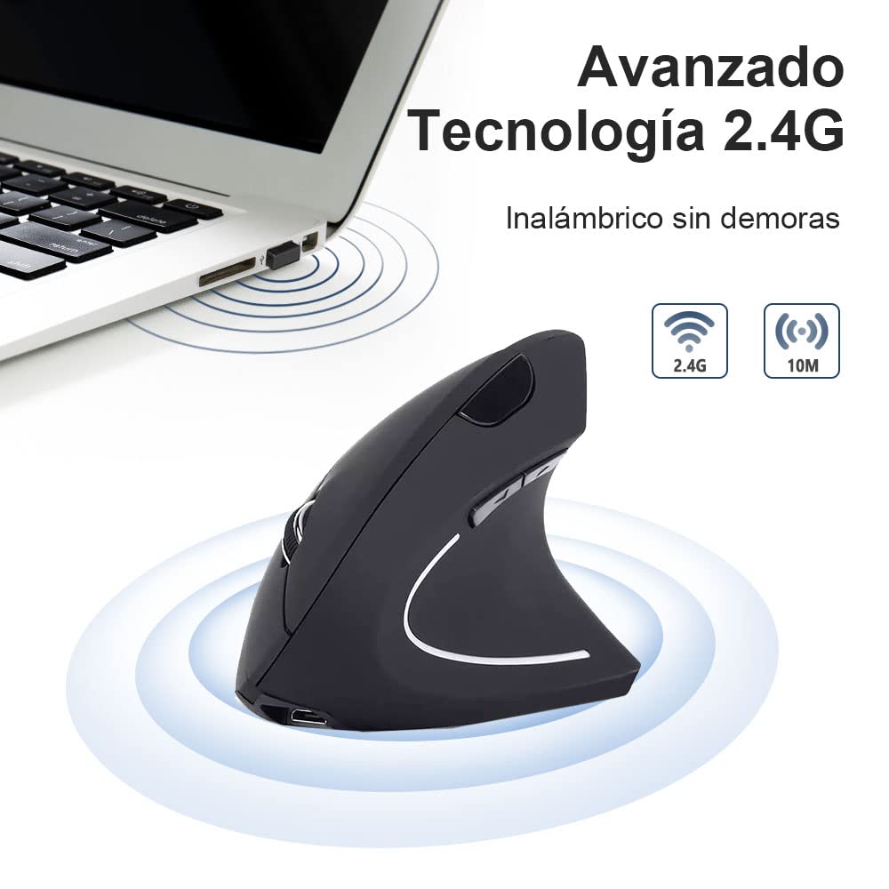 Mouse Ergonómico Recargable EASYTAO Negro con Protección para el Brazo