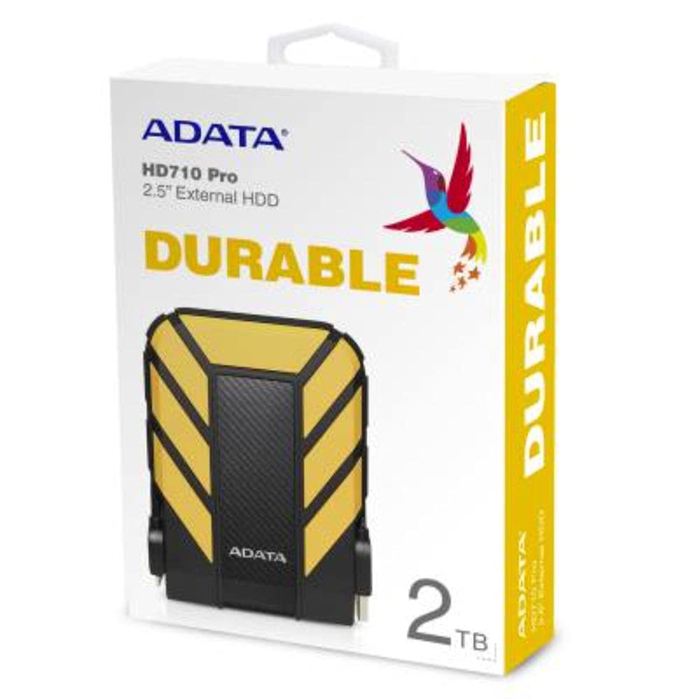 Disco Duro Externo ADATA Amarillo Resistente a Golpes, Agua y Polvo 2 TB Grado Militar