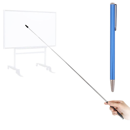 DAITET Puntero - Puntero para Profesores, Puntero para enseñanza, Longitud extendida, Puntero para pizarrón Blanca para presentador, Negro Mate con Ribete Chapado en Cromo (Azul)