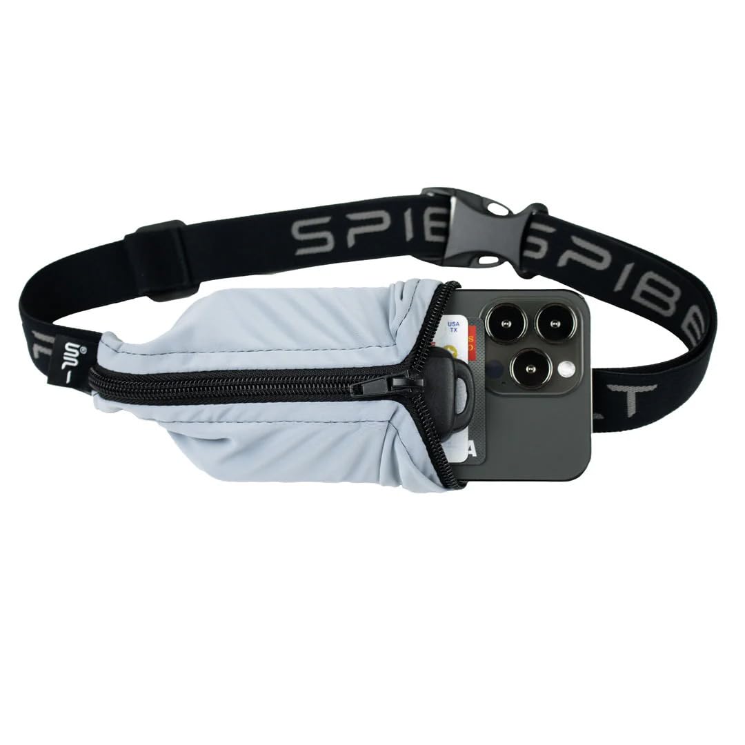 Cinturón de Correr SPIbelt Gris Grande Expandible sin Rebotes para Mujer y Hombre