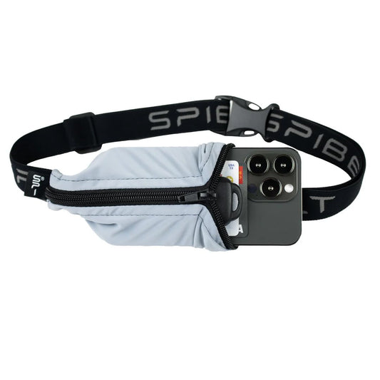 Cinturón de Correr SPIbelt Gris Grande Expandible sin Rebotes para Mujer y Hombre