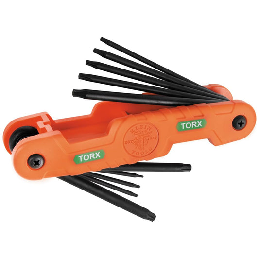 Klein Tools 70550T Pro Juego de llaves hexagonales plegables de 10 llaves Torx tamaños T6 a T40, acero de aleación tratado térmicamente, cuchillas de alto apalancamiento