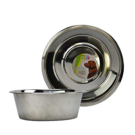 Fancy Pets Plato de Acero Inoxidable Antiderrapante para Perro con 96 Onzas o 2.7 Kilos