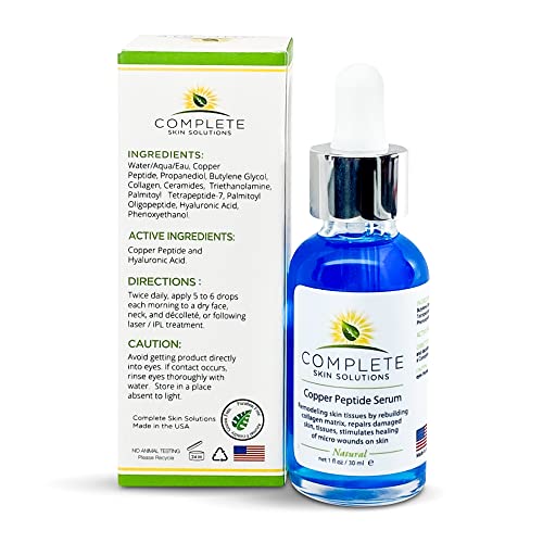Copper Peptide Face Serum Collagen - With Anti Aging Skin Solutions Properties:1oz/30ml Anti-Wrinkle Formula For Youthful Skin-Promotes Collagen Production And Cell Rejuvenationâ€"Heals Micro Wounds