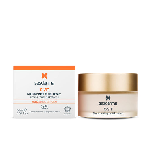 SESDERMA C-VIT- Crema Hidratante Facial Vitamina C + Ginkgo Biloba + Extracto naranja dulce | Anti Edad, Anti Manchas, Aclarante, Reafirmante, Nutre y Repara | 50 ml