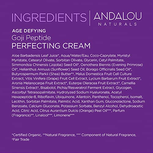 Crema de día Andalou Naturals, 1.7 onzas, Goji Peptide crema de perfeccionadora, 50,27 ml