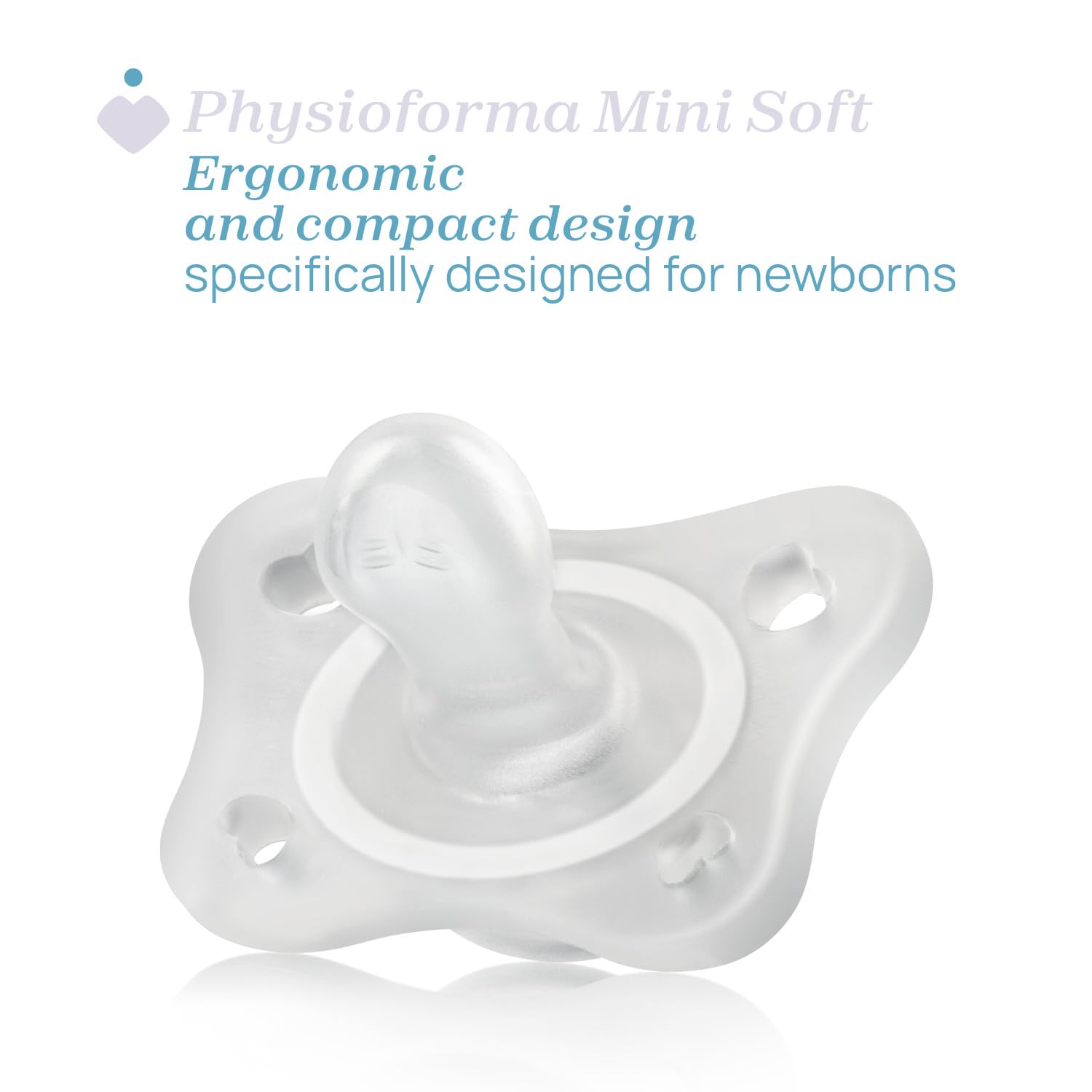Chicco PhysioForma - Succhietto Gommotto Mini Soft 0-2M Silicone Rosa, 2 Pezzi