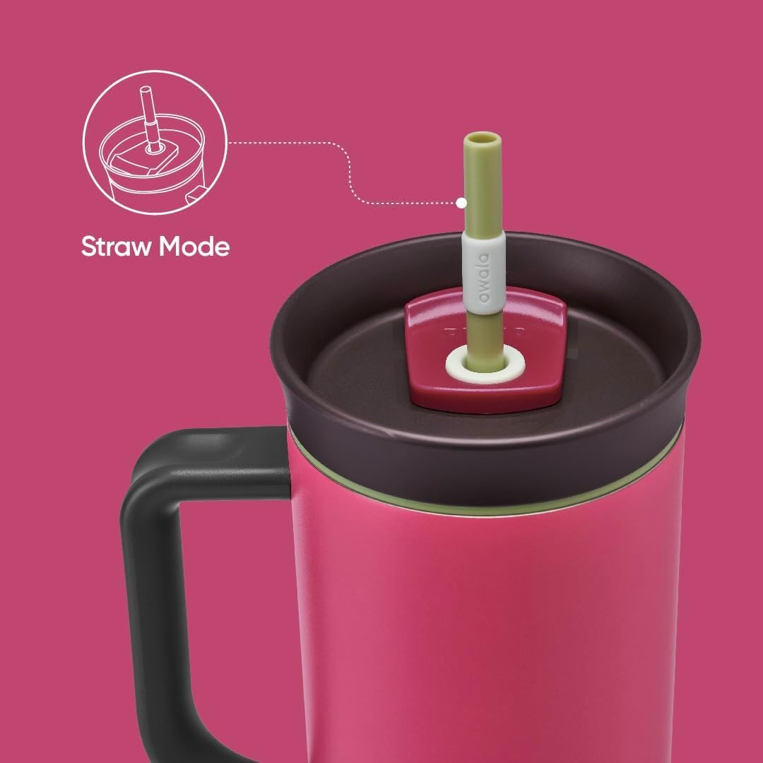 Vaso de Viaje Owala Rosa Triple Capa Aislada 40 oz con Tapa Antiderrames