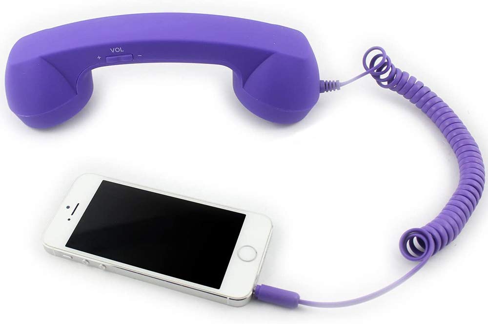 Altavoz Retro YTYKINOY Púrpura de 3,5 mm para Teléfonos Celulares y Micrófono para iPhone, iPad y Smartphones