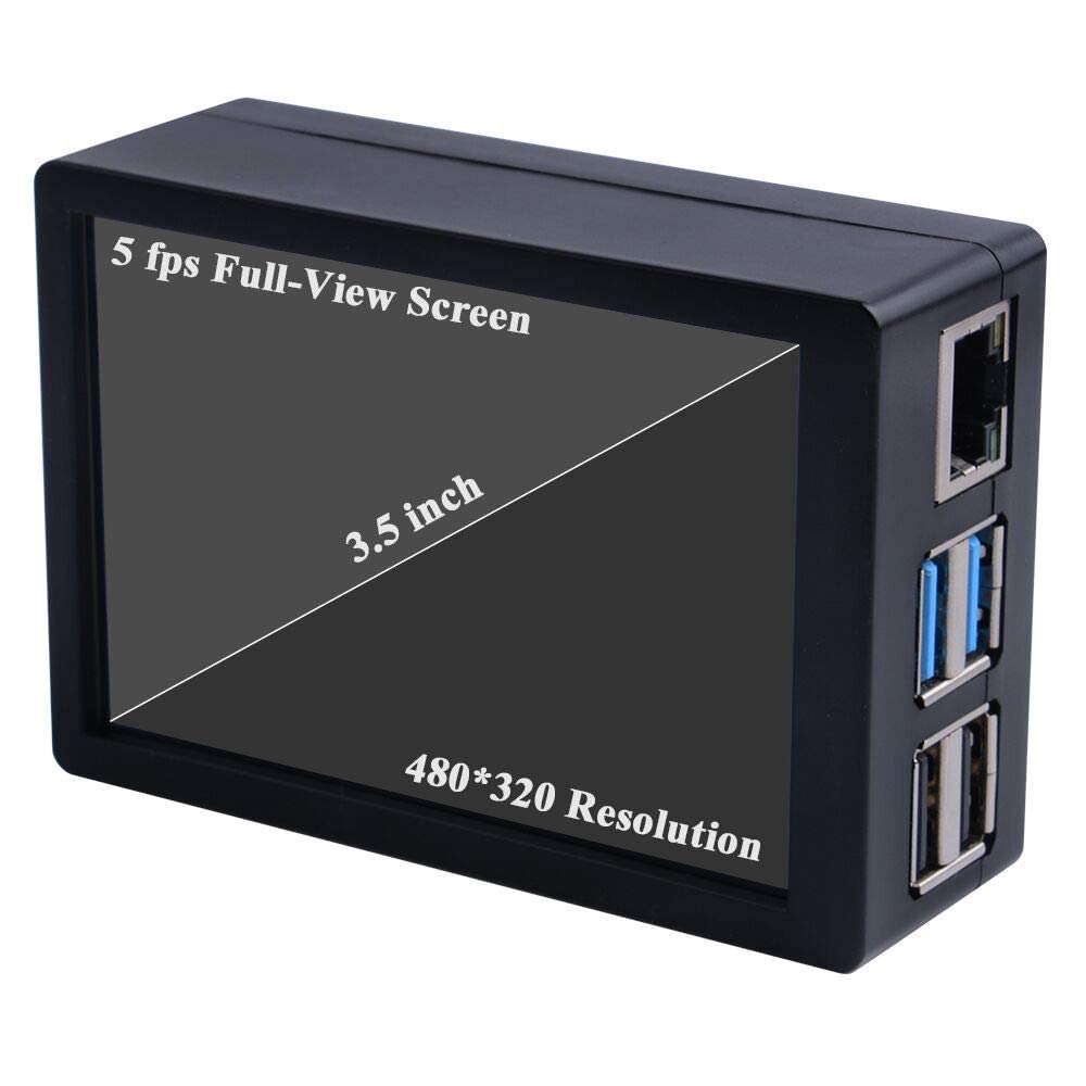 GeeekPi - visualización táctil de 3.5 pulgadas con funda para Raspberry Pi 4, con ventilador y disipadores de calor, visualización LCD TFT de resolución de 320 x 480 para Raspberry Pi 4 Modelo B