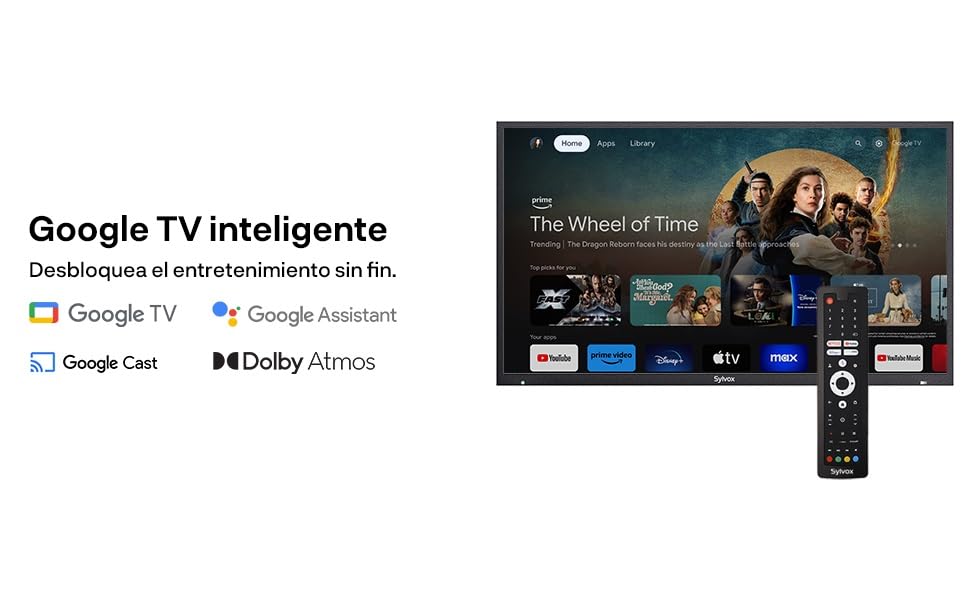 SYLVOX - TV para Exteriores de 43 Pulgadas, Smart TV para Sol Directo, 4K, 2000 nits, IP55 Impermeable, Última Versión de Google TV con Dolby Atmos (Pool Pro 2.0)