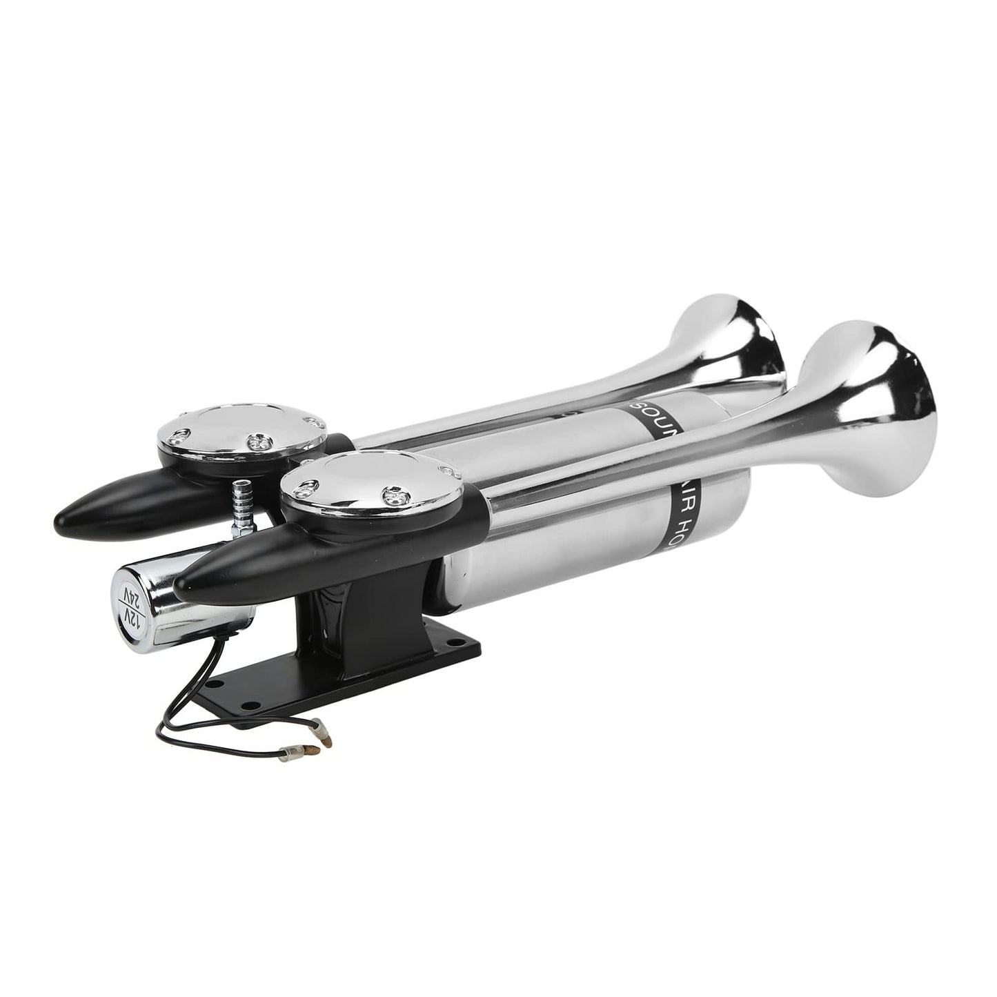Bocina de Aire para Coche de 300DB, Altavoz de Doble Tubo Cromado de Aleación de Zinc para Tren, Barco, SUV, RV, Camión, Motocicleta, de 12V/24V