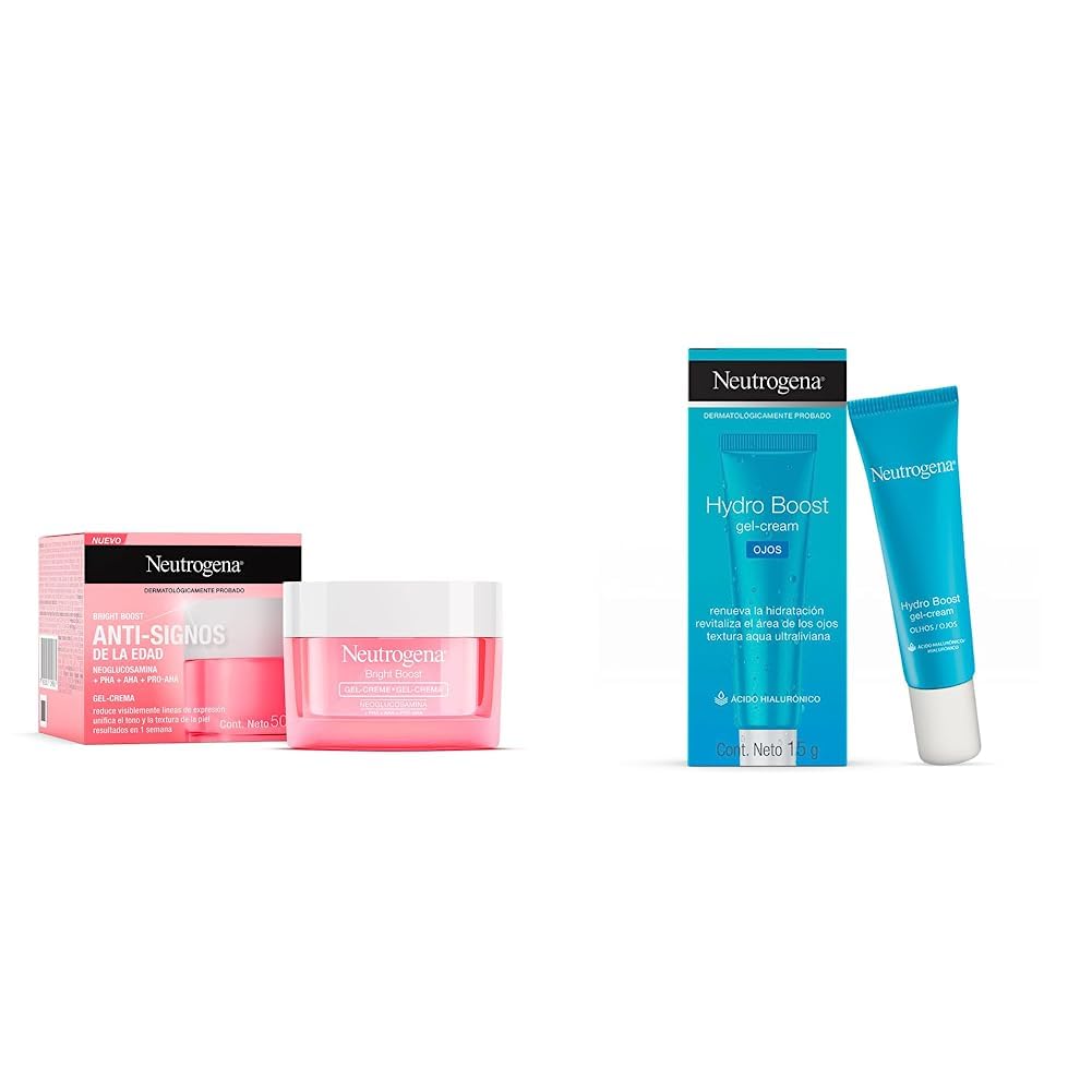 Gel Crema Facial Neutrogena Bright Boost Neoglucosamina 50g + Gel Hidratante para Ojos Hydro Boost 15 g