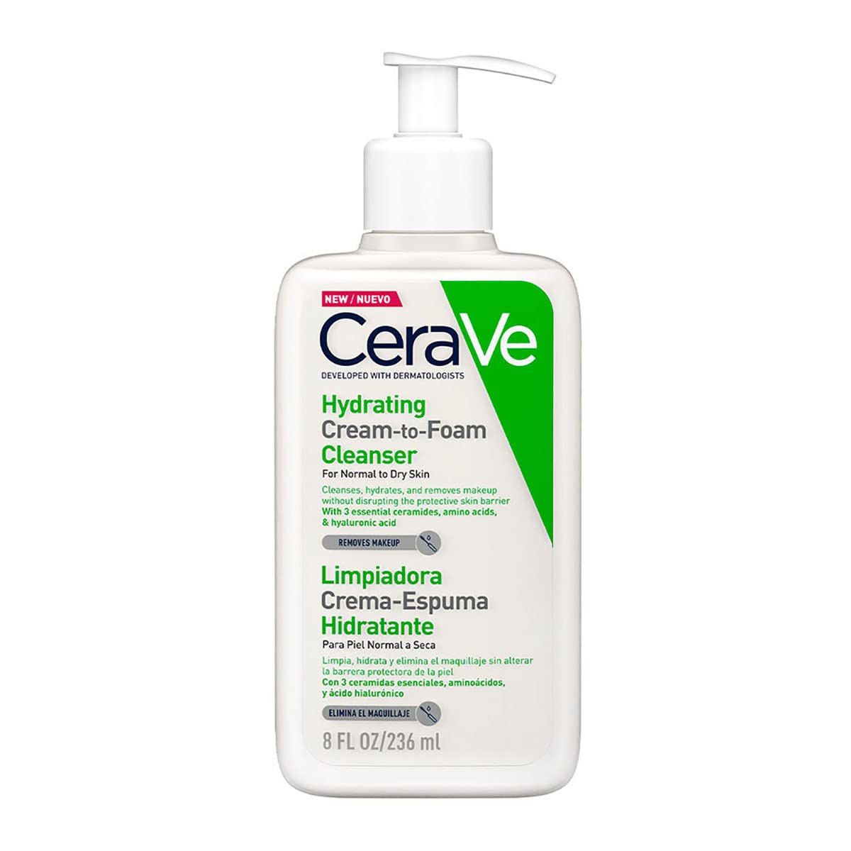 CeraVe Limpiadora Crema-Espuma Hidratante Facial Diaria para Piel Normal a Seca 236ml + Crema Reparadora para el Contorno de Ojos |14gr| Crema hidratante de ojos para bolsas y ojeras