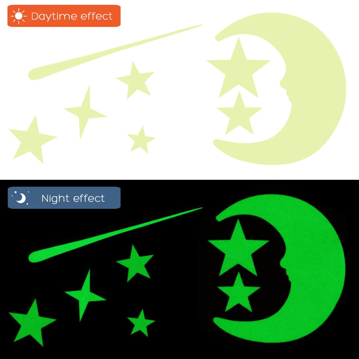 (Glow in dark stars) - 216 PCS Glow in Dark Stars and Moon, Glowing Stars for Ceiling and Wall Decals, for Kids Bedding Room or Party Birthday