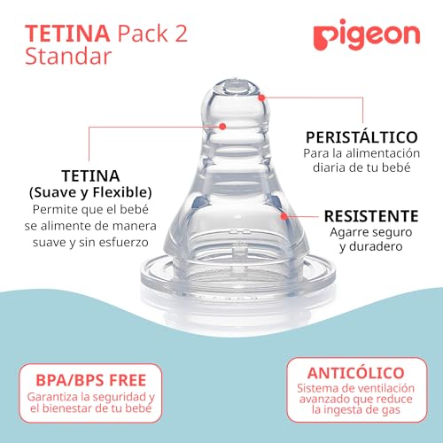Tetina Boca Standard de Silicona Suave Pigeon Tamaño M Anticólicos para Bebé Recien Nacido