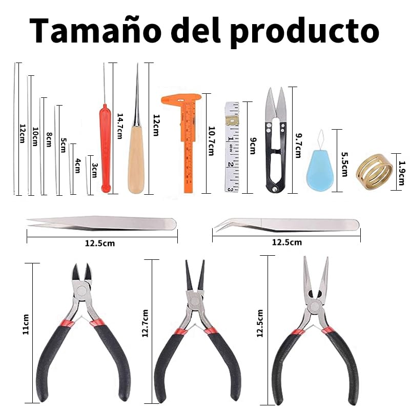 Juego de Alicates de Joyería para Hacer Joyas, Kit de Pinzas para Bisuteria Herramientas Con Bolso Portátil con Cremallera