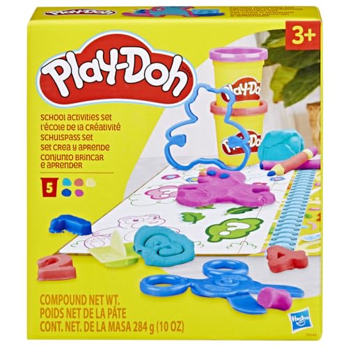 Set de Juego Play-Doh Creat y Aprende Multicolor con Mantel, Adhesivos, Cortadores de Animales y Herramientas para Niños y Niñas en Preescolar +3 Años