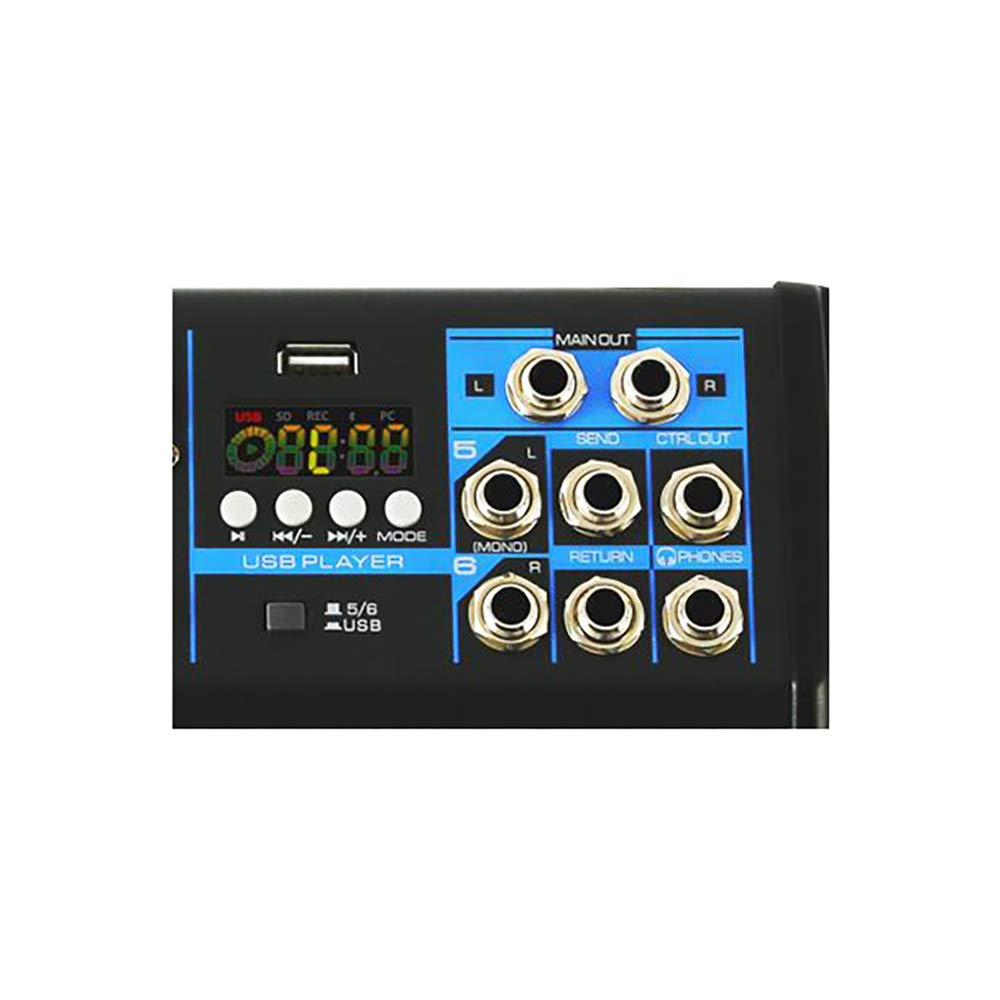 Consola Mixer de Audio Profesional Pyle Bluetooth USB 6 Canales con Potencia Fantasma y DSP 16 Bit