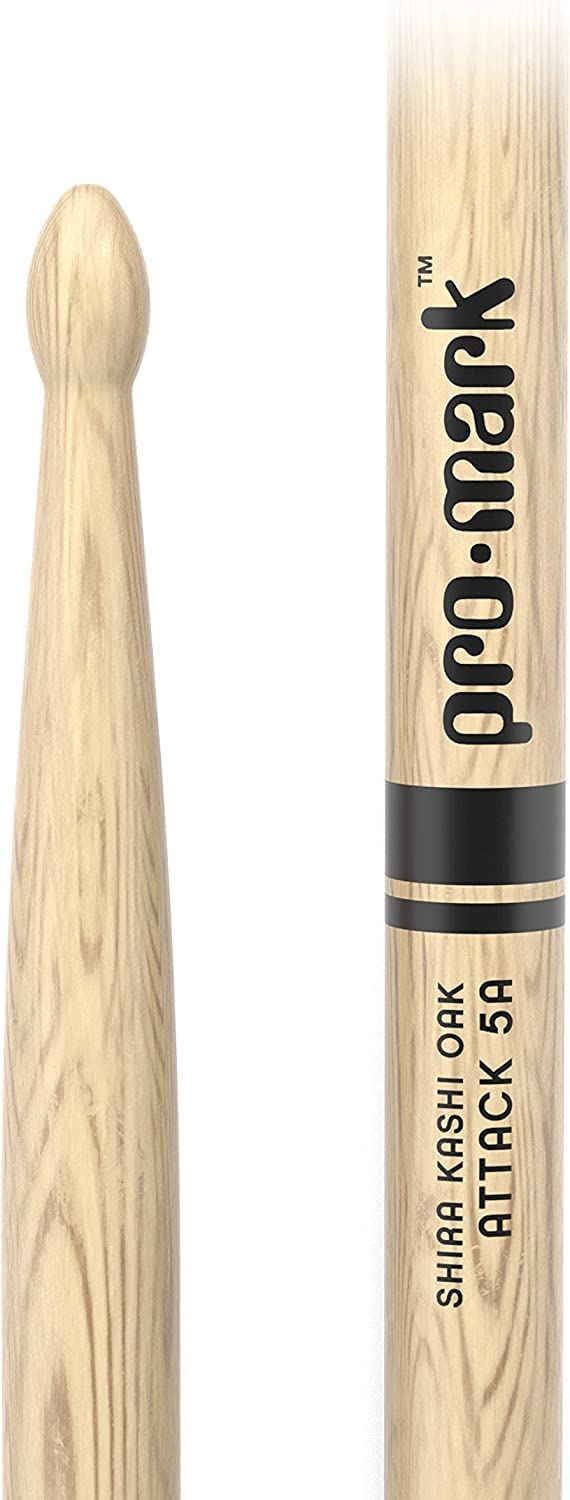 ProMark | Baquetas Classic Attack 5A Shira Kashi Roble, punta de madera ovalada, 4 pares