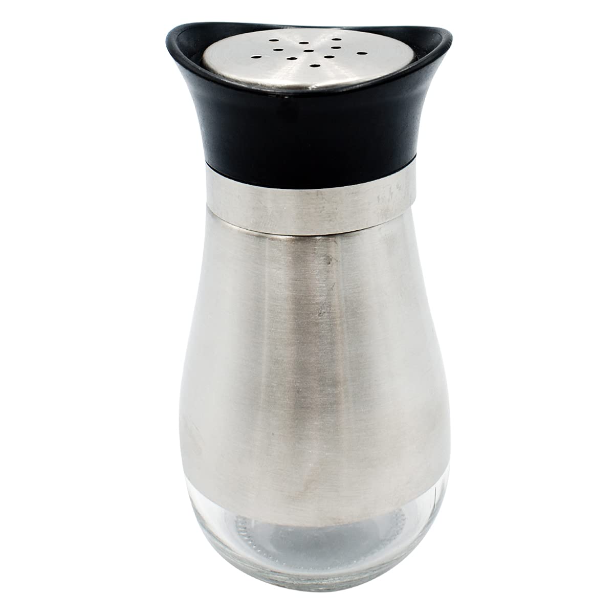 Par de Saleros Top Choice Acero Inoxidable Plateado con Base de Cristal Rellenable