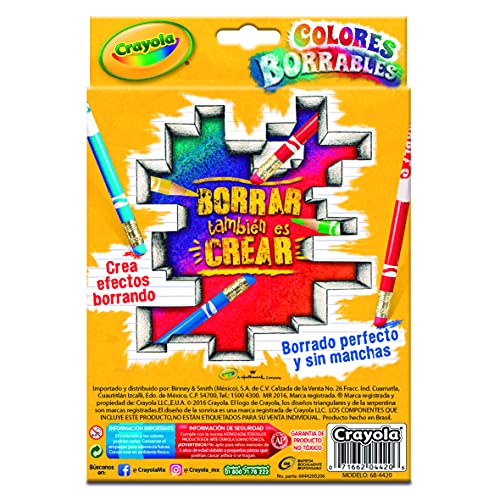 Crayola 20 Lápices de Color Borrables con Sacapuntas