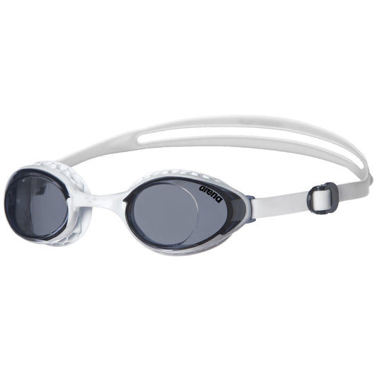 Arena - anteojos de natación unisex para adultos, suaves, antivaho, para hombres y mujeres, para natación recreativa, comodidad superior, tecnología de sellado de aire, ahumado/blanco