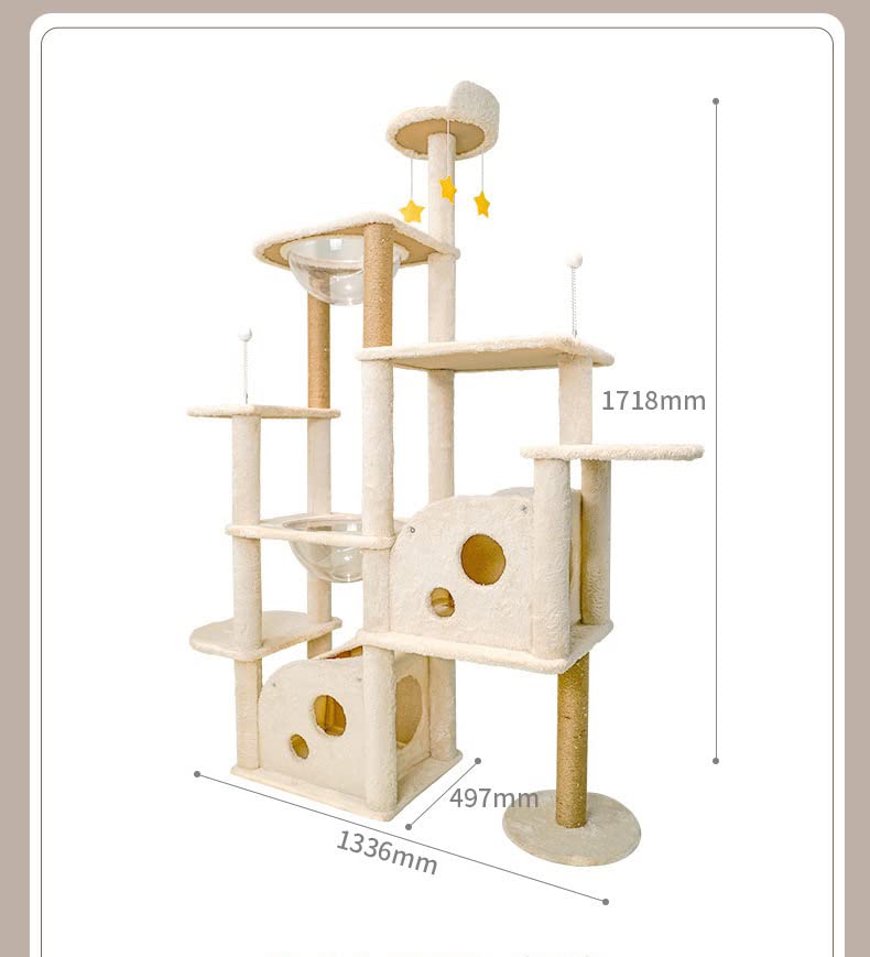 Rascador Árbol UNA MASCOTA Beige Diseño de Queso Varios Niveles para Gato