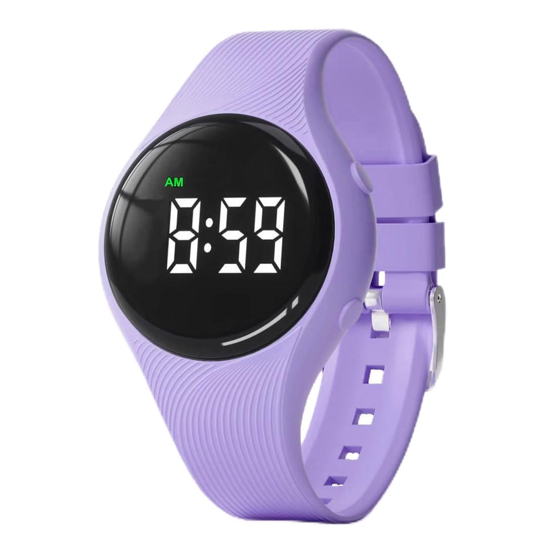 e-vibra - Reloj de entrenamiento para orinal, resistente al agua, silenciosa, con alarma y visualización de bloqueo (morado)