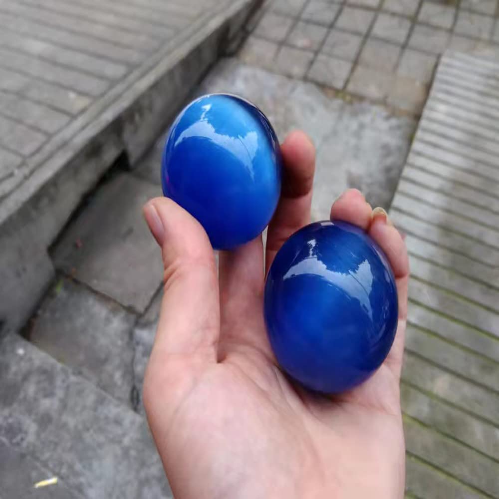 Bolas artificiales de vidrio de ojo de tigre de gato azul real de 1.5 pulgadas, bolas de salud chinas de cuarzo curativo para terapia de manos, alivio del estrés y ejercicio de dedo y muñeca con bolsa de transporte (embalada en caja) M42
