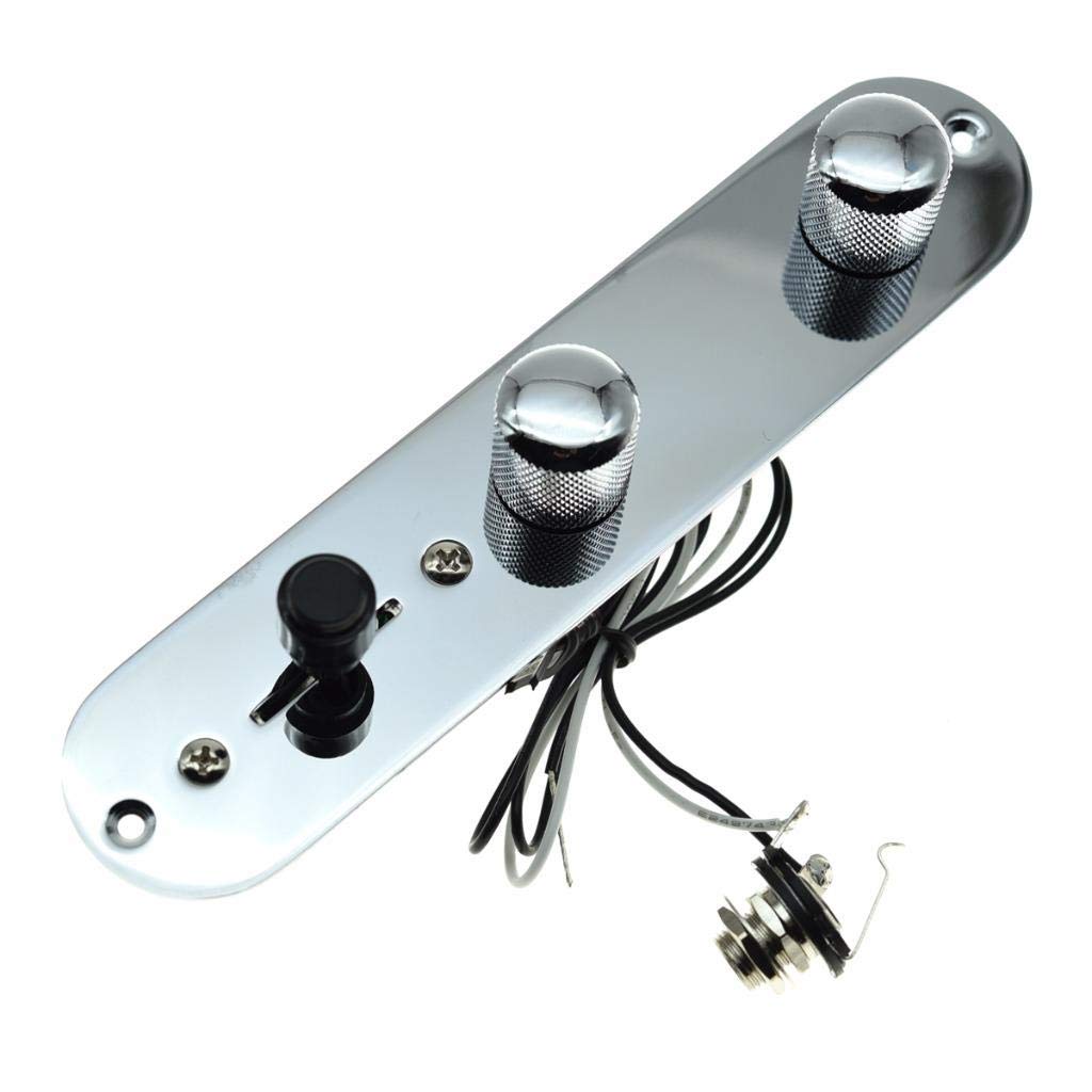 Dopro - Placa de control precableada de 3 vías con arnés de cableado para guitarras Fender Tele/Telecaster cromado