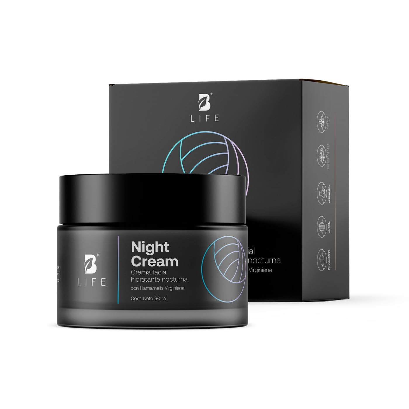 Crema Facial Hidratante de Noche con 90 ml. Enriquecida con Retinol y Ácido Hialurónico, Skincare Facial Antiarrugas. Night Cream B Life.
