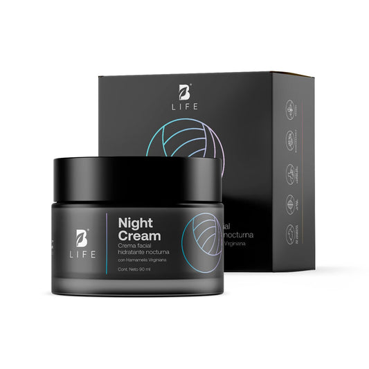 Crema Facial Hidratante de Noche con 90 ml. Enriquecida con Retinol y Ácido Hialurónico, Skincare Facial Antiarrugas. Night Cream B Life.