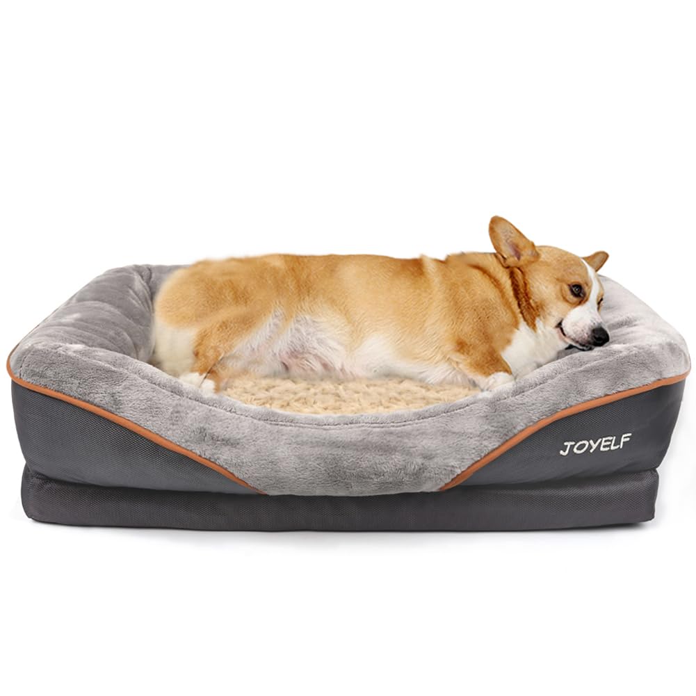 Cama Ortopédica para Perros JOYELF Mediana viscoelástica Lavable con Juguete Chirriante