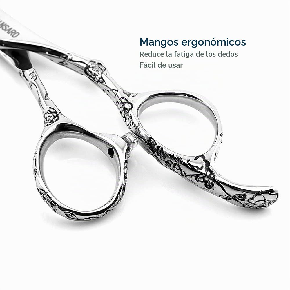 KINSARO - Tijeras de pelo profesionales de 5.5 pulgadas, tijeras de peluquería afiladas, tijeras de peluquería 440C, tijeras con mango de rosa