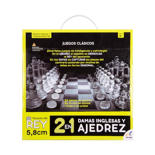 Juego de Ajedrez y Damas Inglesas Novelty Cristal Diseño Sofisticado