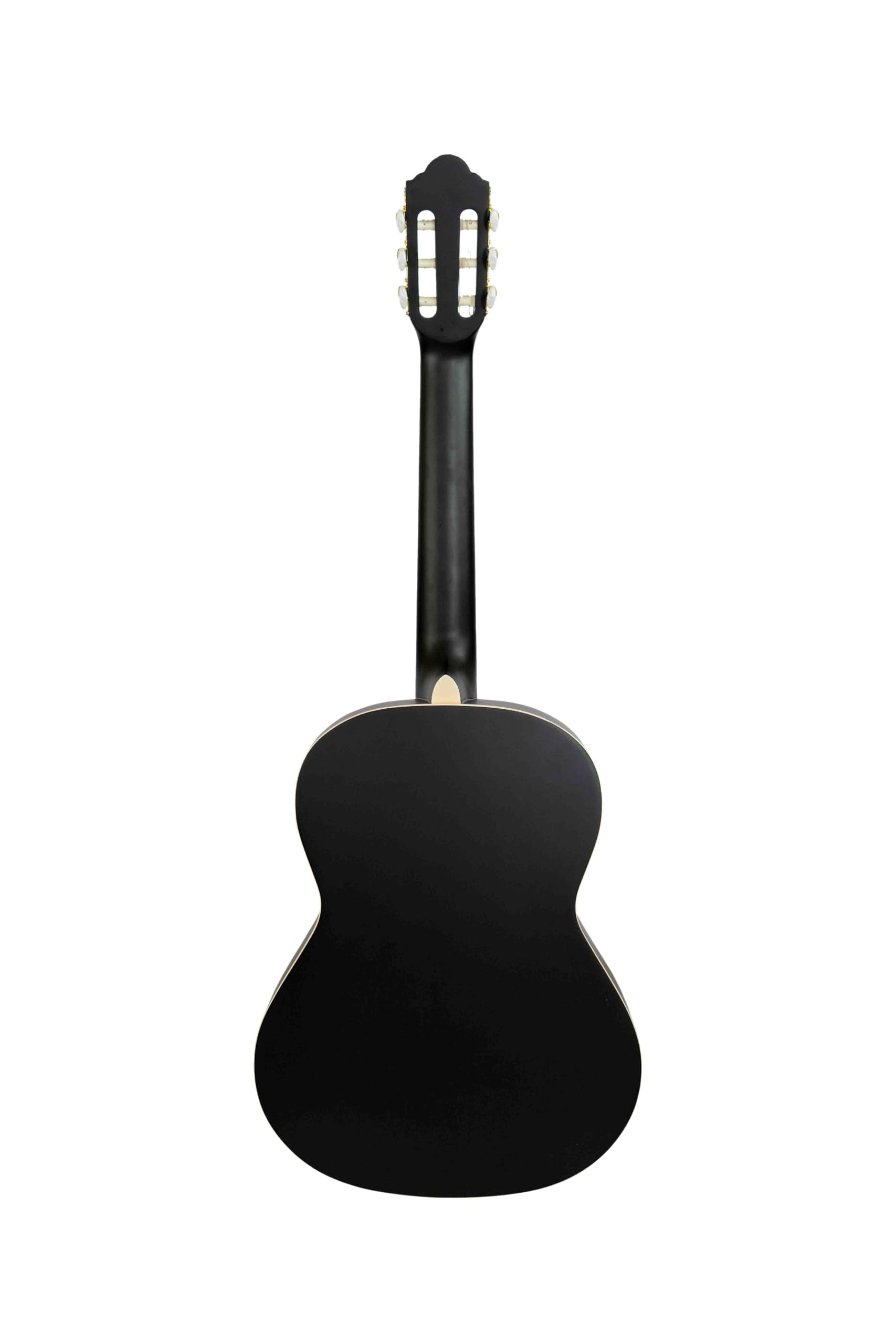 BAMBOO, Guitarra Clasica Negra Estudio con Funda, 39 pulgadas, 4/4, madera Linden. Ideal Estudiantes. Tamano Standard.