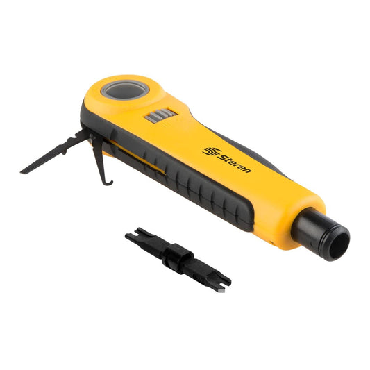 Steren Herramienta profesional de impacto (ponchadora) para jack RJ45, con navaja reversible HER-672