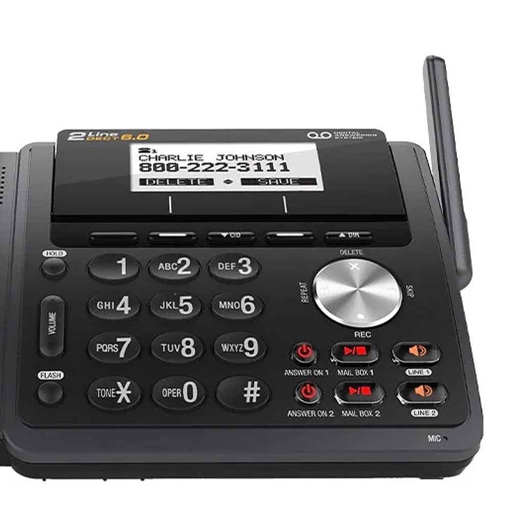 AT&T TL88102BK DECT 6.0 Teléfono inalámbrico expandible de 2 líneas con sistema de respuesta y identificación de llamadas dual/llamada en espera, 3 auriculares, negro