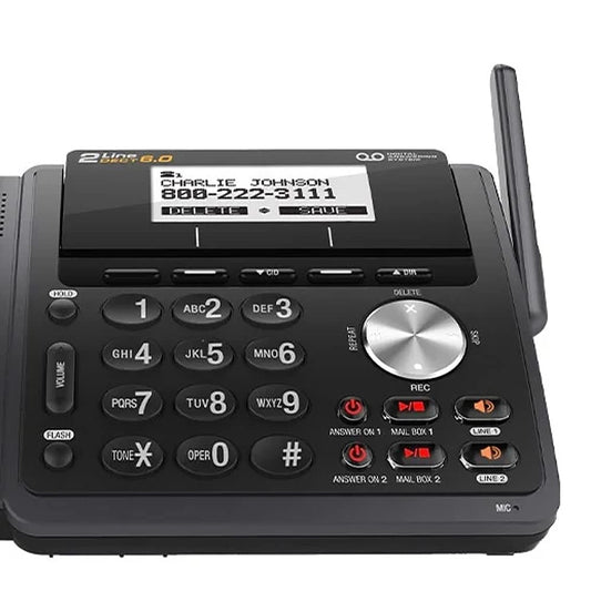 AT&T TL88102BK DECT 6.0 Teléfono inalámbrico expandible de 2 líneas con sistema de respuesta y identificación de llamadas dual/llamada en espera, 3 auriculares, negro