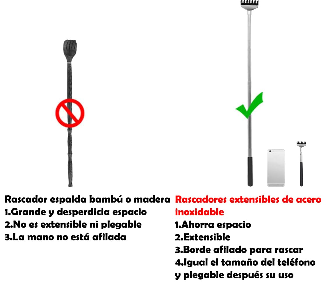 Rascador de Espalda LLXXM Acero Inoxidable Extensible para Adultos y Niños