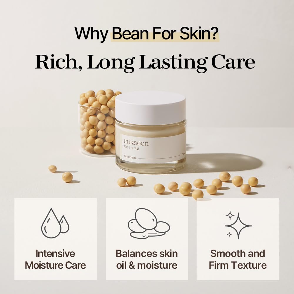 [Mixsoon Bean Cream 1.69 fl oz / 50ml | Soybean Extract & Rich Nutrients for Deep Moisturizing and Pore and Sebum care | Cruelty-free