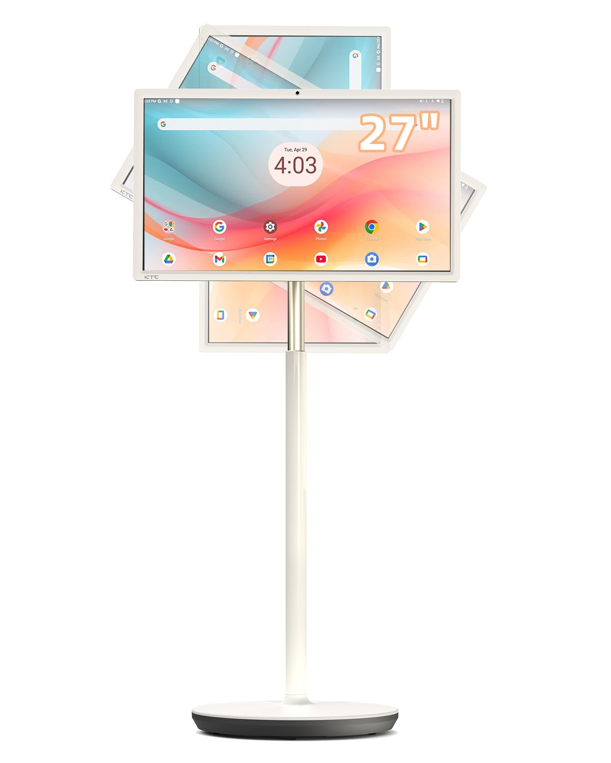 KTC Monitor portátil de TV de 27 pulgadas, monitor de computadora para juegos de visualización táctil 1080P, 60Hz, cámara Bulitin, compatible con Google TV, contraste 4000:1, batería de 9500 mAh