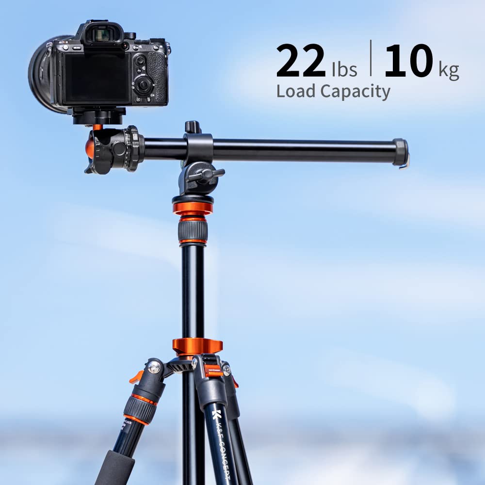 Fenytay S210 2M/78.7Inch Fotografía Profesional Trípode Monopie Aleación de Aluminio Cámara Trípode Soporte 10kg/22lbs Capacidad de Carga con rótula giratoria de 360° Brazo de exión