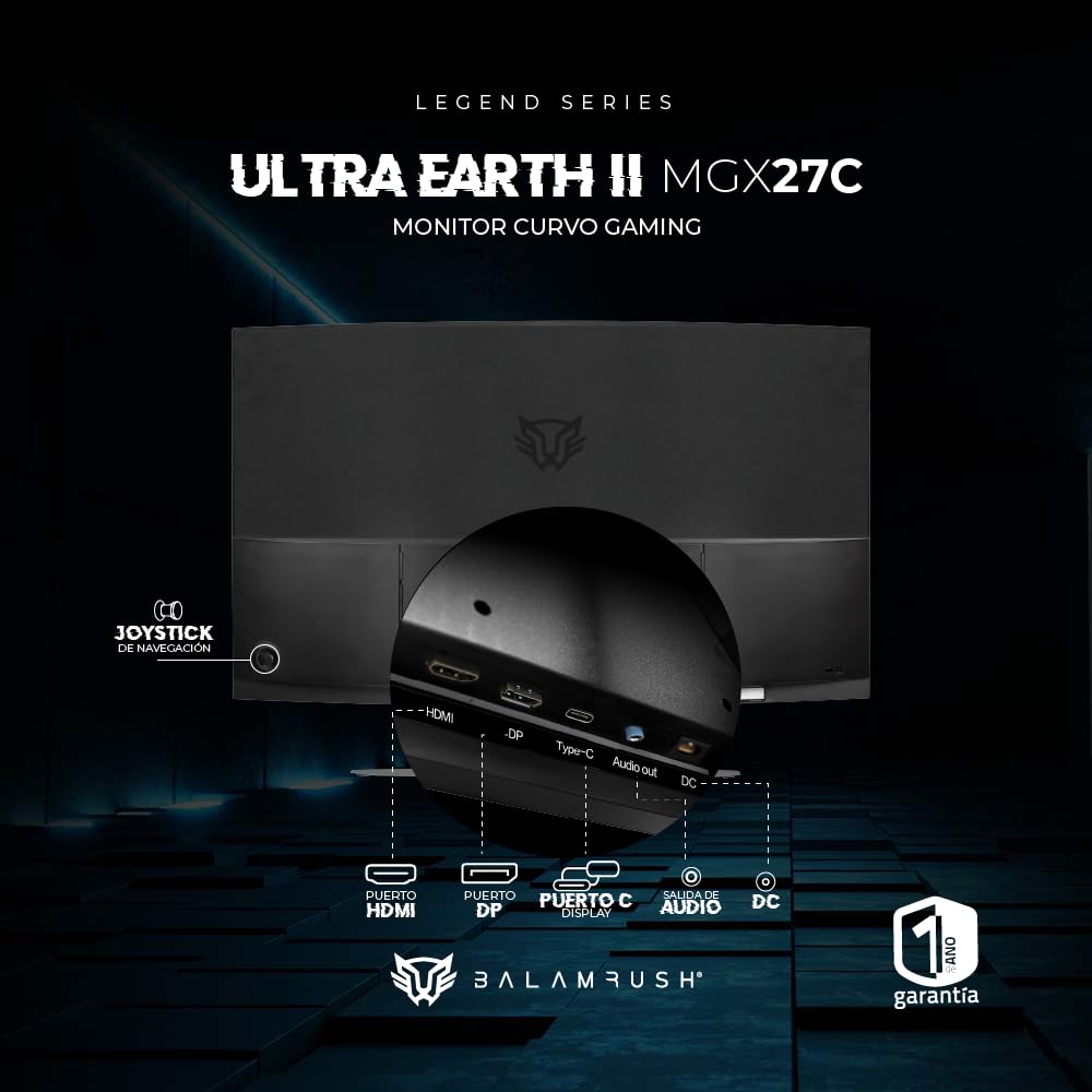 Balam Rush Monitor Gamer Curvo 27 Ultra Earth II MGX27C 1ms 165Hz Full HD VA LED USB-C BR-938273