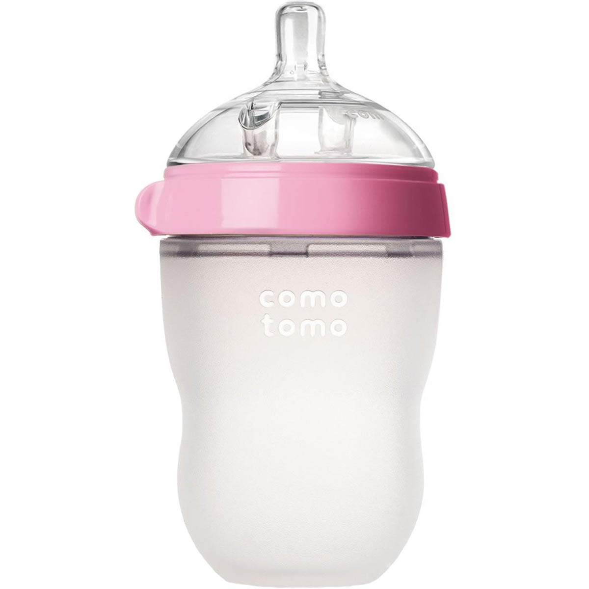 Comotomo Natural Feel Baby Bottles Set, 5oz Slow Flow and 8oz Medium Flow, Pink