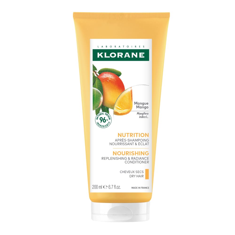 Acondicionador nutritivo Klorane con mantequilla de mango, hidrata e hidrata el cabello seco, parabeno, silicona, sin sulfato, 6.7 fl.oz.
