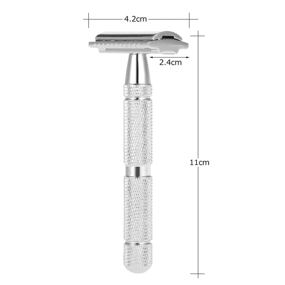 Walory Acero Inoxidable - Maquinilla de Afeitar de Seguridad de Acero Inoxidable, Maquinilla de Afeitar de Doble Filo Tradicional para Hombres, Maquinilla de Afeitar Manual para Barba, Herramienta de