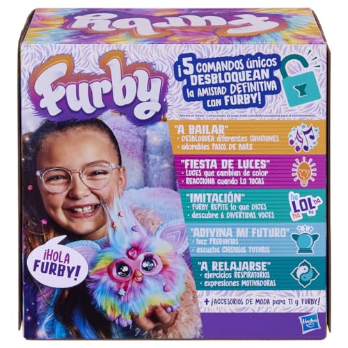Peluche Interactivo Furby Tie Dye con 15 Accesorios de Moda para Niños y Niñas
